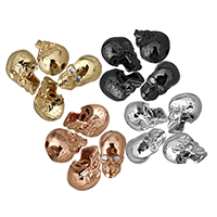 Cubic Zirconia Micro Pave Brass Beads, Skull, plated, micro pave cubic zirconia, more colors for choice, nickel, lead & cadmium free, 8.50x14.50x10.50mm, Hole:Approx 2mm, 30PCs/Lot, Sold By Lot