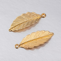 Tibetan Style Leaf Pendants, gold color plated, nickel, lead & cadmium free, 31x13x2mm, Hole:Approx 2mm, 500PCs/Lot, Sold By Lot