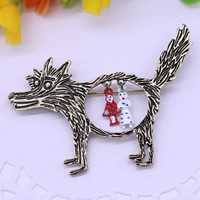 Tibetan Style Brooches, Wolf, antique bronze color plated, enamel, lead & cadmium free, 71x54mm, Sold By PC