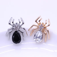 Crystal Brooch, Tibetan Style, with Crystal, Spider, plated, faceted & with rhinestone, more colors for choice, lead & cadmium free, 18x20mm, Sold By PC
