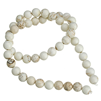 Natural White Turquoise Beads, Round, different size for choice, Length:Approx 15 Inch, Sold By Lot