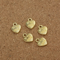 Zinc Alloy Heart Pendler, guldfarve belagt, nikkel, bly & cadmium fri, 13x10mm, Hole:Ca. 2mm, 300pc'er/Lot, Solgt af Lot