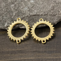 Tibetan Style Connector, Gear Wheel, gold color plated, 1/1 loop, nickel, lead & cadmium free, 28x24x1.50mm, Hole:Approx 2mm, 300PCs/Lot, Sold By Lot