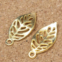 Tibetan Style Leaf Pendants, gold color plated, hollow, nickel, lead & cadmium free, 22x11x1mm, Hole:Approx 2mm, 500PCs/Lot, Sold By Lot
