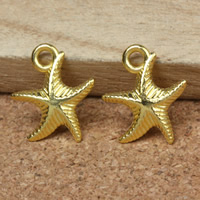 Tibetan Style Animal Pendants, Starfish, gold color plated, nickel, lead & cadmium free, 16x14x3mm, Hole:Approx 2mm, 300PCs/Lot, Sold By Lot