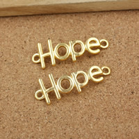 Tibetan Style Connector, word hope, gold color plated, 1/1 loop, nickel, lead & cadmium free, 40x15x2mm, Hole:Approx 2.5mm, 200PCs/Lot, Sold By Lot