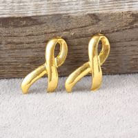 Zinc Alloy Pendants Awareness Ribbon gold color plated nickel lead & cadmium free Approx 3mm Sold By Lot