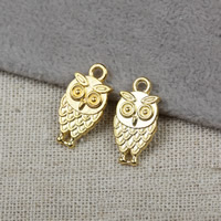 Tibetan Style Animal Pendants, Owl, gold color plated, nickel, lead & cadmium free, 18x10x2mm, Hole:Approx 2mm, 300PCs/Lot, Sold By Lot