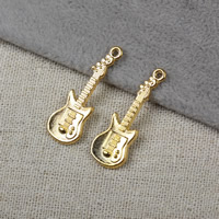 Musical Instrument Shaped Tibetan Style Pendants, Guitar, gold color plated, nickel, lead & cadmium free, 31x11x2mm, Hole:Approx 1.5mm, 300PCs/Lot, Sold By Lot