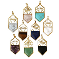 Gemstone Pendants Jewelry Brass with Gemstone gold color plated natural nickel lead & cadmium free Approx Sold By Lot
