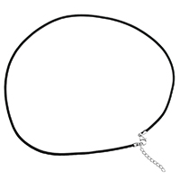 Koskind Halskæde Cord, sterling sølv karabinlås, med 1.5lnch extender kæde, sort, 2mm, Længde Ca. 16 inch, 10Strands/Lot, Solgt af Lot