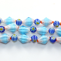 Murano Millefiori Lampwork Beads, handmade, 13x9mm, 6mm, Hole:Approx 1mm, Length:Approx 16 Inch, 10Strands/Lot, Approx 44PCs/Strand, Sold By Lot