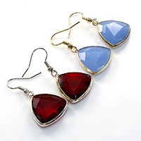 Crystal Earrings Brass with Crystal Triangle plated faceted nickel lead & cadmium free 39mm Sold By Lot
