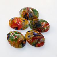 Murano Millefiori Lampwork Cabochon, handmade, flat back & faceted & mixed, 17.50x12x5.50mm, 50PCs/Lot, Sold By Lot