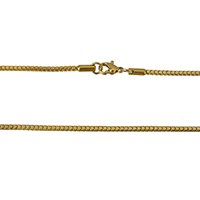 Cadena de acero inoxidable Nekclace, chapado en color dorado, 2mm, longitud:aproximado 20 Inch, 10Strandsfilamento/Grupo, Vendido por Grupo