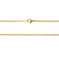 Stainless Steel Necklace Chain, gold color plated, rectangle chain, 3x1.50x1mm, Length:Approx 20 Inch, 10Strands/Lot, Sold By Lot