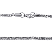 Cadena de Collar, acero inoxidable, cadena de trigo, color original, 4mm, longitud:aproximado 20 Inch, 10Strandsfilamento/Grupo, Vendido por Grupo