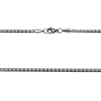 Stainless Steel Box Chain, original color, 2.50mm, Length:Approx 18 Inch, 10Strands/Lot, Sold By Lot