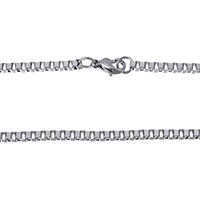 Stainless Steel Necklace Chain, box chain, original color, 3mm, Length:Approx 18 Inch, 10Strands/Lot, Sold By Lot