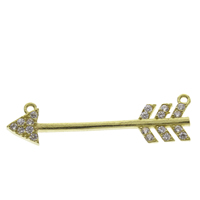 Cubic Zirconia Micro Pave Brass Connector Arrow micro pave cubic zirconia & 1/1 loop original color nickel lead & cadmium free Approx 0.5mm Sold By Bag