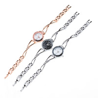 Femmes montre-bracelet, alliage de zinc, avec verre, Placage, avec strass, plus de couleurs à choisir, 22mm, 10mm, Longueur Environ 6.7 pouce, Vendu par PC