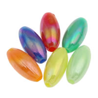 Perline in acrilico placcate, Ovale, placcato multicolore, colore solido, colori misti, 6x12mm, Foro:Appross. 1mm, Appross. 2200PC/borsa, Venduto da borsa