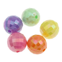 Plated Acrylic Beads Round colorful plated & faceted & solid color mixed colors Approx 1mm Sold By Bag