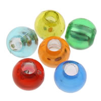 Sølv Accent Akryl perler, Runde, gennemskinnelige, blandede farver, 8mm, Hole:Ca. 2mm, Ca. 2600pc'er/Bag, Solgt af Bag