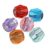 Sølv Accent Akryl perler, Drum, facetteret & gennemskinnelige, blandede farver, 8x7mm, Hole:Ca. 2mm, Ca. 2700pc'er/Bag, Solgt af Bag