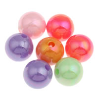 Belagte akryl perler, Runde, farverig forgyldt, forskellig størrelse for valg & ensfarvet, blandede farver, Hole:Ca. 1mm, Solgt af Bag