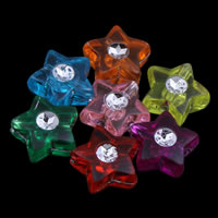 Silver Accent Acrylic Beads, Star, transparent, mixed colors, 9x4mm, Hole:Approx 1mm, Approx 3050PCs/Bag, Sold By Bag