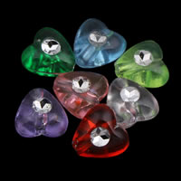 Sølv Accent Akryl perler, Heart, gennemsigtig, blandede farver, 8x4mm, Hole:Ca. 1mm, Ca. 3400pc'er/Bag, Solgt af Bag