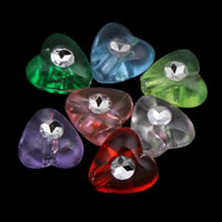 Silver Accent Acrylic Beads, Heart, transparent, mixed colors, 8x4mm, Hole:Approx 1mm, Approx 3400PCs/Bag, Sold By Bag