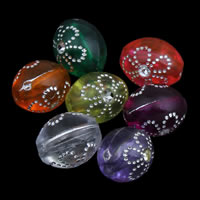 Silver Accent Acrylic Beads, Oval, transparent, mixed colors, 8x11m, Hole:Approx 1mm, Approx 1700PCs/Bag, Sold By Bag