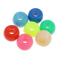 Perles acrylique de couleur unie, tambour, couleur solide, couleurs mélangées, 6x9mm, Trou:Environ 2mm, Environ 1800PC/sac, Vendu par sac