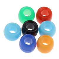 Perles acrylique de couleur unie, tambour, couleur solide, couleurs mélangées, 4x6mm, Trou:Environ 2mm, Environ 6500PC/sac, Vendu par sac