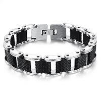 Men Bracelet, Stainless Steel, with Silicone, for man, original color, 13mm, Sold Per Approx 8.2 Inch Strand