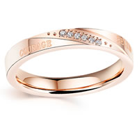 Prst prsten z nerezové oceli, Nerez, slovo odvahu, barva pozlacený, různé velikosti pro výběr & micro vydláždit kubické zirkony & pro ženy, 3mm, Prodáno By PC