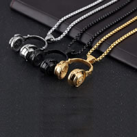 Men Sweater Chain Necklace, Stainless Steel, Headphone, plated, box chain & for man, more colors for choice, 45x59mm, Sold Per Approx 23.6 Inch Strand