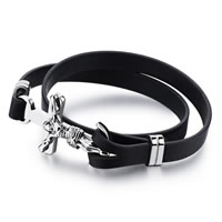 Unisex Bracelet Cowhide with Stainless Steel Crucifix Cross  original color 8mm Sold Per Approx 7.8 Inch Strand