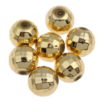 Belagte akryl perler, Runde, guldfarve belagt, facetteret, 8mm, Hole:Ca. 1mm, Ca. 1900pc'er/Bag, Solgt af Bag