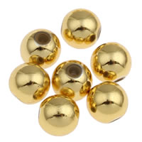 Plated Acrylic Beads, Round, gold color plated, different size for choice, Hole:Approx 1mm, Sold By Bag