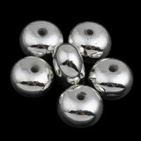 Bevonatú Akril gyöngyök, Rondelle, ezüst színű bevonattal, 6x10mm, Lyuk:Kb 1mm, Kb 1800PC-k/Bag, Által értékesített Bag