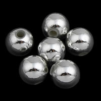 Plated Acrylic Beads Round silver color plated Approx 1mm Sold By Bag
