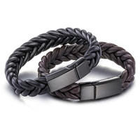Men Bracelet Cowhide stainless steel magnetic clasp black ionic braided bracelet & for man 14mm Sold Per Approx 8.2 Inch Strand