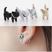 Zinc Alloy Split Earring with ABS Plastic Pearl stainless steel post pin Cat plated detachable & with painted lead & cadmium free 20mm Sold By Pair