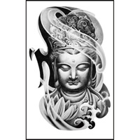 Tattoo Aufkleber, Papier, Buddha, buddhistischer Schmuck & wasserdicht, 190x120mm, 30PCs/Tasche, verkauft von Tasche