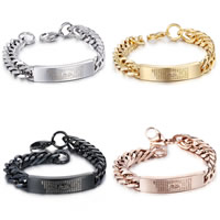 Men Bracelet Stainless Steel plated curb chain & with letter pattern & for man 10mm Sold Per Approx 7.8 Inch Strand
