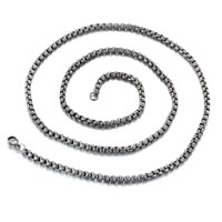 Titanium Steel Necklace & box chain & for man & blacken 4mm Sold By Strand