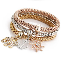 Zinc Alloy Bracelet Set plated lantern chain & with rhinestone nickel lead & cadmium free Length Approx 8.2 Inch Sold By Set